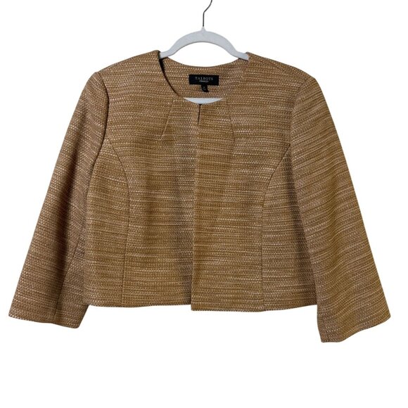 Talbots Blazer Size 12 Gold Metallic Back Pleats Short Jacket Career Party - Picture 1 of 11